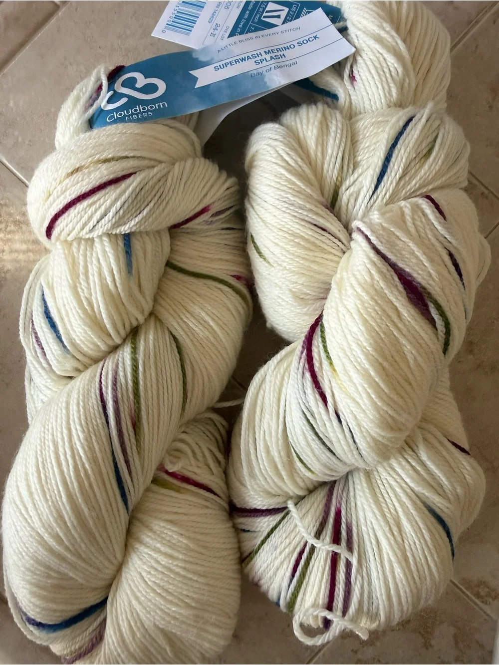 Cloudborn Fibers Superwash Merino Sock Yarn Splash Bay of Bengal